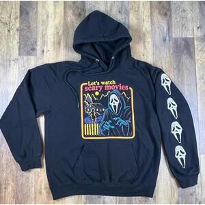 Ghost Face Scream 7 Medium Hoodie Mask Let's Watch Scary Movies 90s Retro Ghost